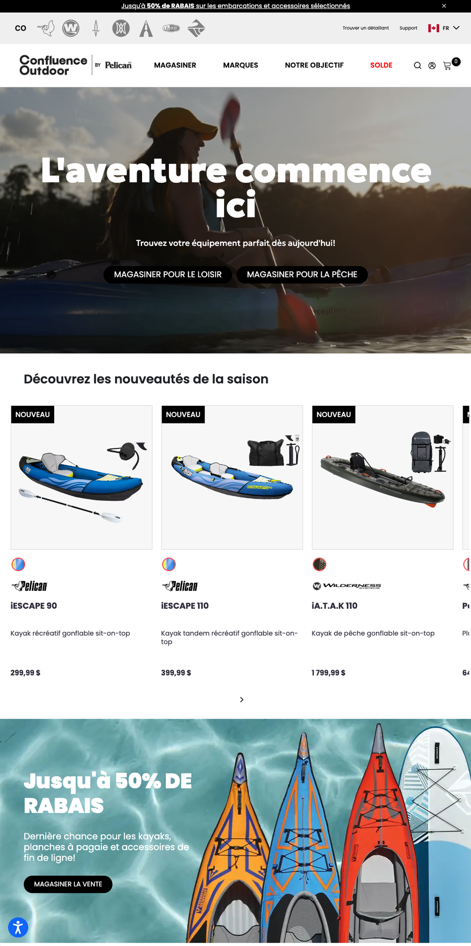 Confluence Outdoor homepage screenshot